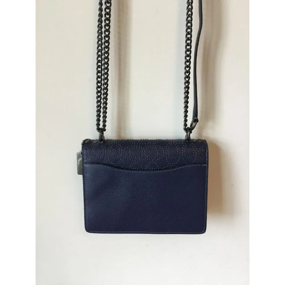 Coach Klare Crossbody in True Navy Pebble Leather w/Signature Studded Rivets